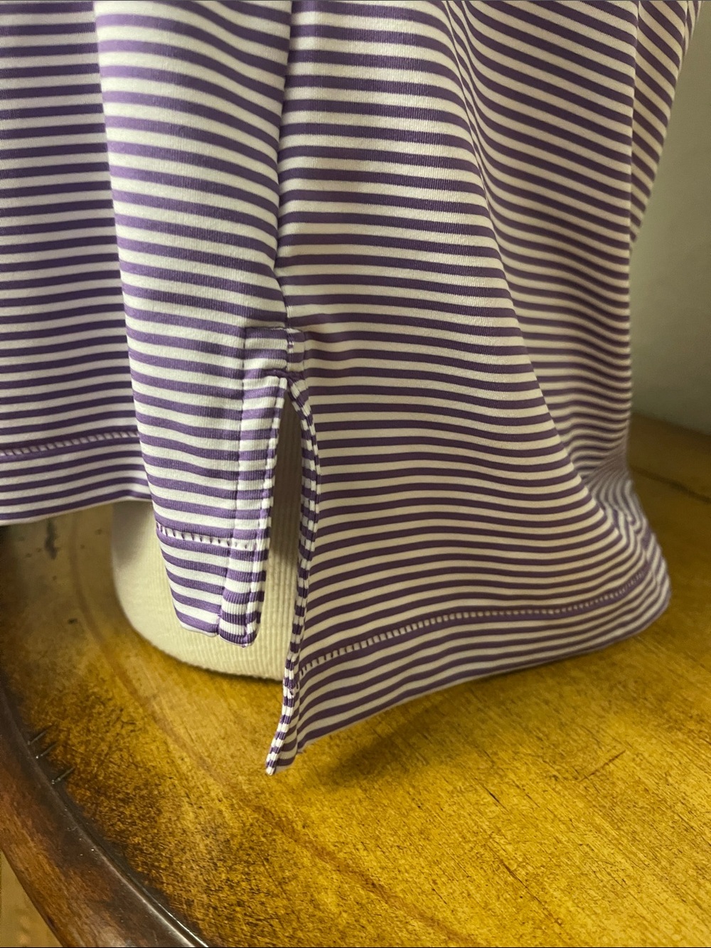 Peter Millar Striped Purple and White Performance Polo - Picture 4 of 4